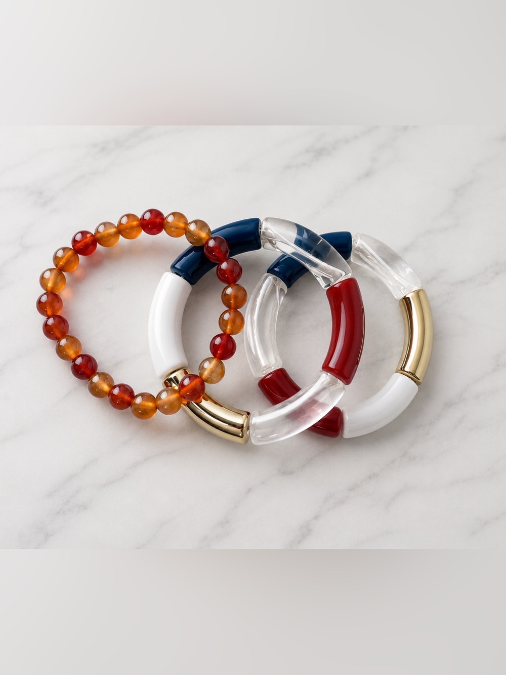 Auburn University Game Day Bracelet Stack | Orange & Navy Stretch Bracelets